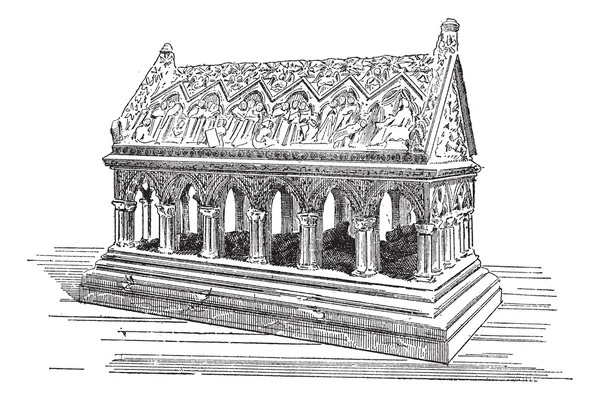 Гробница святого Этьена в Обазине, винтажная гравировка . — стоковый вектор
