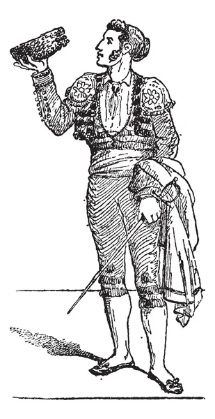 Тореадор или Тореро, винтажная гравировка . — стоковый вектор
