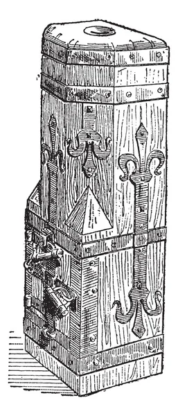 Pecho de madera del siglo XIV encontrado en la Catedral de Friburgo en — Archivo Imágenes Vectoriales