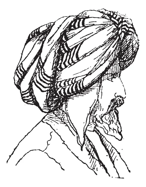 Afghan Turban, gravure vintage — Image vectorielle