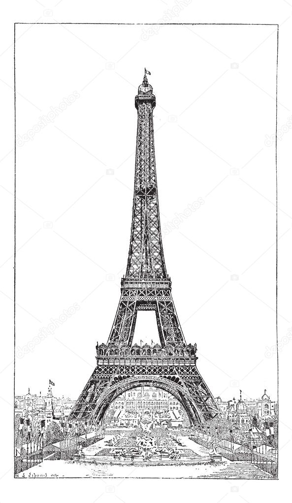Eiffel Tower, brought up by the engineer Gustave Eiffel, vintage