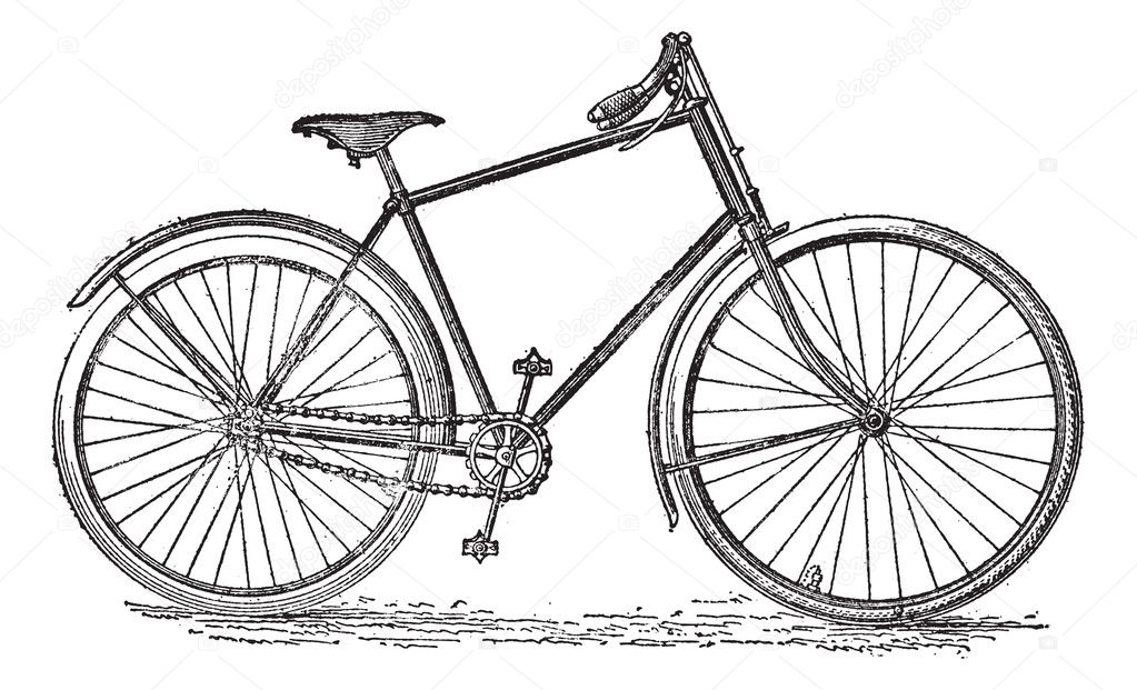 Velocipede bicycle, vintage engraving.