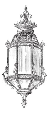 Lantern, vintage engraving. clipart