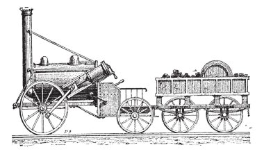 Stephenson's Rocket, vintage engraving clipart