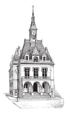 Town Hall at La Ferté-sous-Jouarre in Seine-et-Marne, Ile-de-Fra clipart