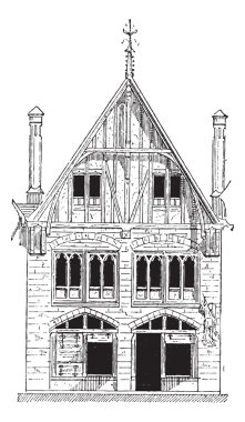 Chateaudun House in Eure-et-Loir in Centre, France, vintage engr clipart