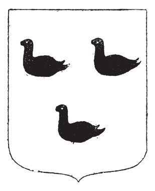 Swan Coat of Arms, vintage engraving clipart