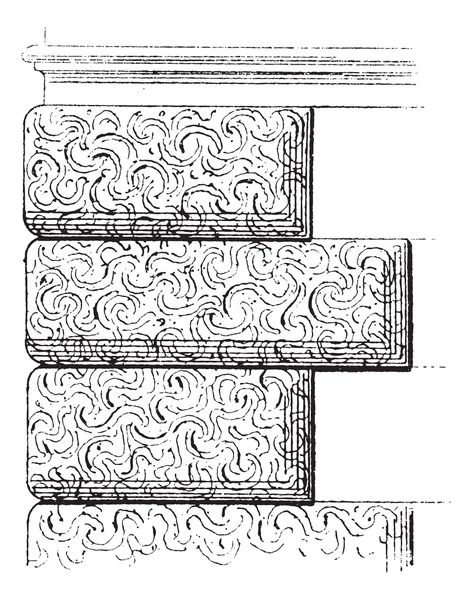 Вермикулированные каменные работы, винтажная гравировка — стоковый вектор