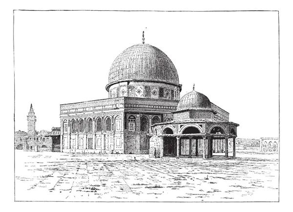 Moschee von Omars, Jerusalem, alte Gravur. — Stockvektor