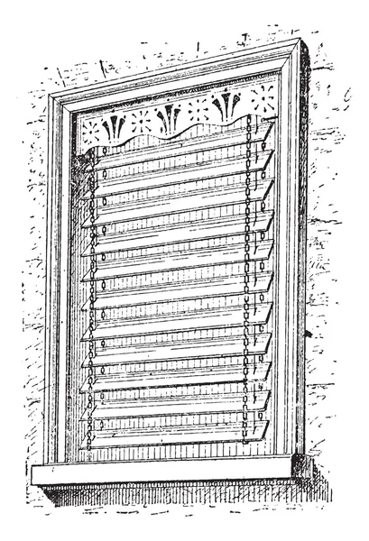 Jalousie window, vintage engraving. — Stock Vector