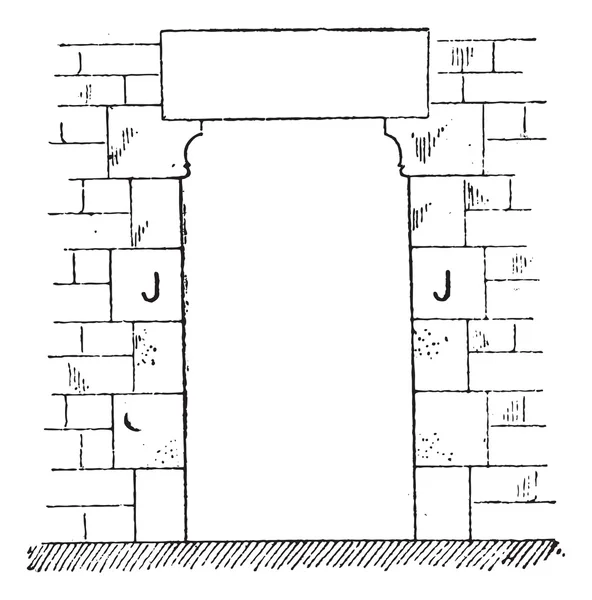 Дверной косяк, винтажная гравировка . — стоковый вектор
