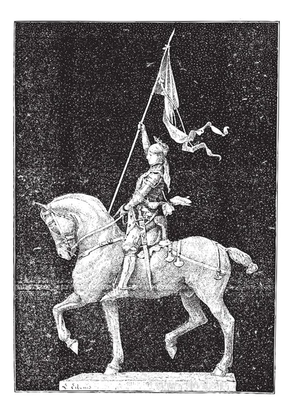 Jeanne d'Arc, surnommée "La Femme de ménage d'Orléans", gravure vintage . — Image vectorielle