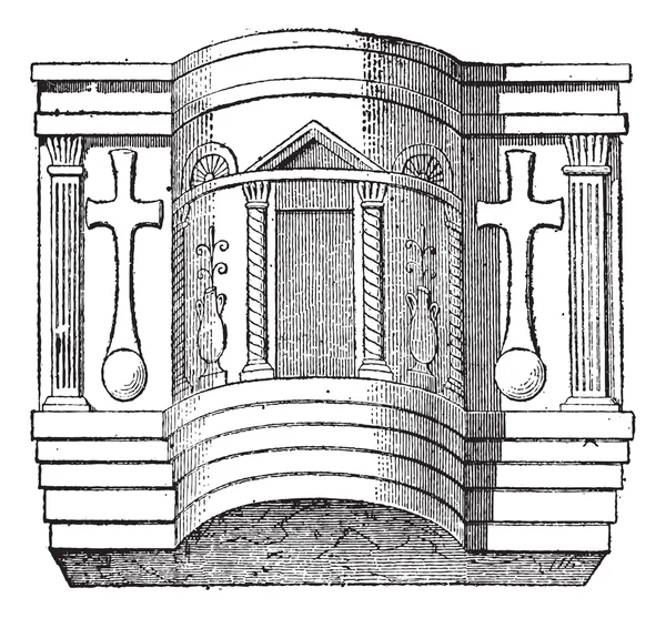 Pulpit of the Cathedral of Ravenna, vintage engraving. — Stock Vector