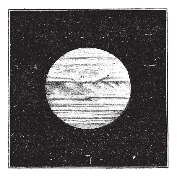 Aspekt Jupiteru v prosinci 1885 s satelitní předáním — Stockový vektor
