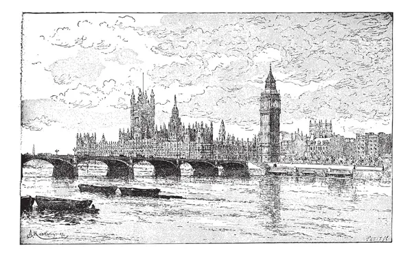 Westminster bridge och husen av parlamentet, london, england — Stock vektor