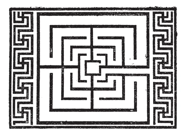 Labyrinthe, gravure vintage . — Image vectorielle