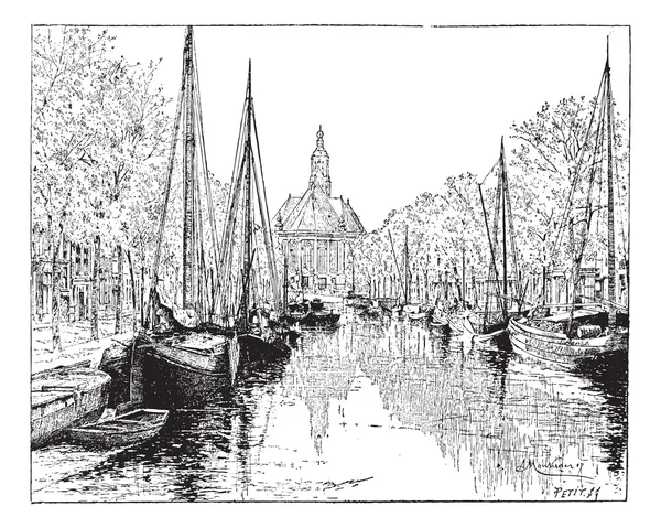 La Haye aux Pays-Bas, gravure vintage — Image vectorielle