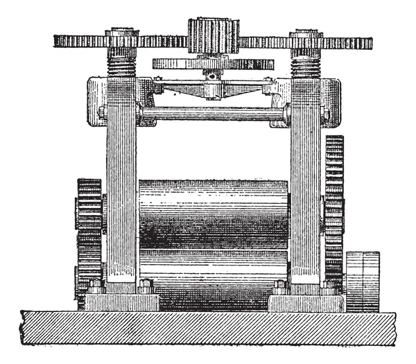 Ламинирующая машина, винтажная гравировка — стоковый вектор