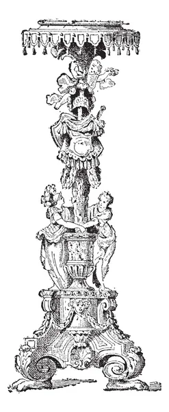 Напольная лампа или Torchiere, винтажная гравировка . — стоковый вектор