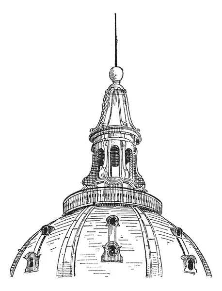 Lantern of the dome of the Sorbonne in Paris, vintage engraving. — Stock Vector