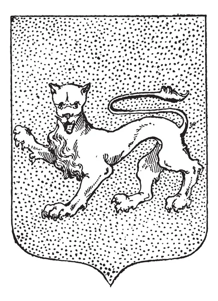 Герб леопарда, винтажная гравировка — стоковый вектор
