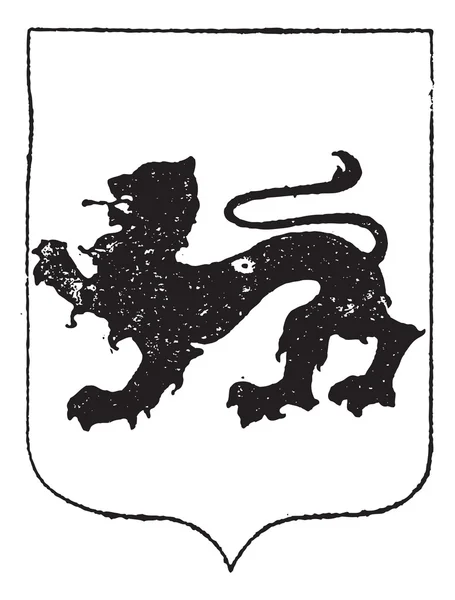 Leão ambulante em brasão de armas, gravura vintage — Vetor de Stock