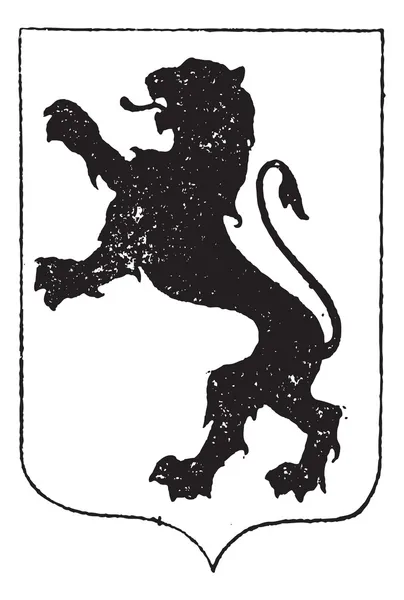 Standaing oroszlán-címer, vintage gravírozás — Stock Vector