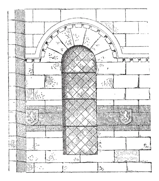 Apse de la Iglesia en Franchesse en Auvernia, Francia, vendimia en — Archivo Imágenes Vectoriales