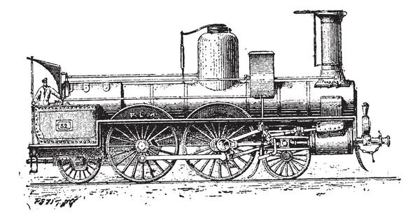 Hochgeschwindigkeits-Lokomotive, Vintage-Gravur — Stockvektor