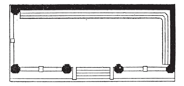 Vista del plano, grabado vintage — Vector de stock