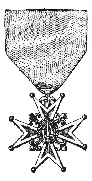Korsa av saint-louis, vintage gravyrkříž řádu saint-louis, vintage gravírování — Stock vektor