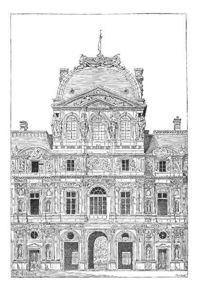 Slottet Louvren, vintage gravyr. — Stock vektor