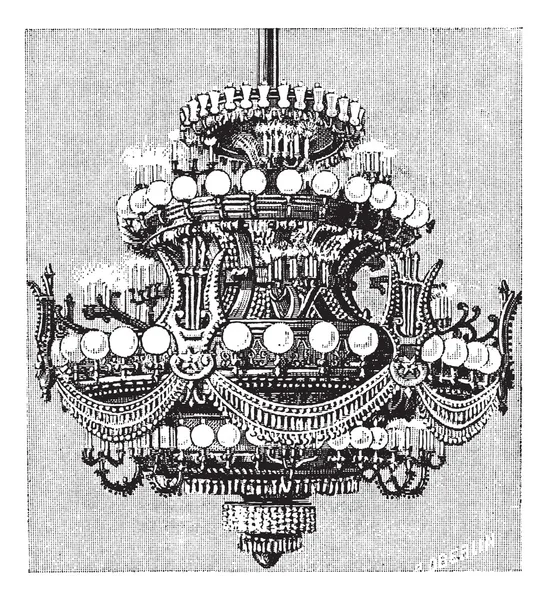 Lustr opery v Paříži, vintage gravírování. — Stockový vektor