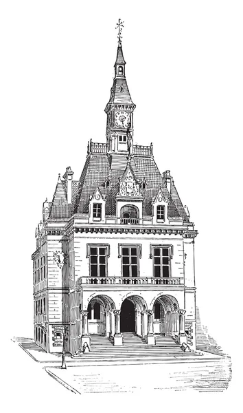 Town Hall at La Ferté-sous-Jouarre in Seine-et-Marne, Ile-de-Fra — Stock vektor