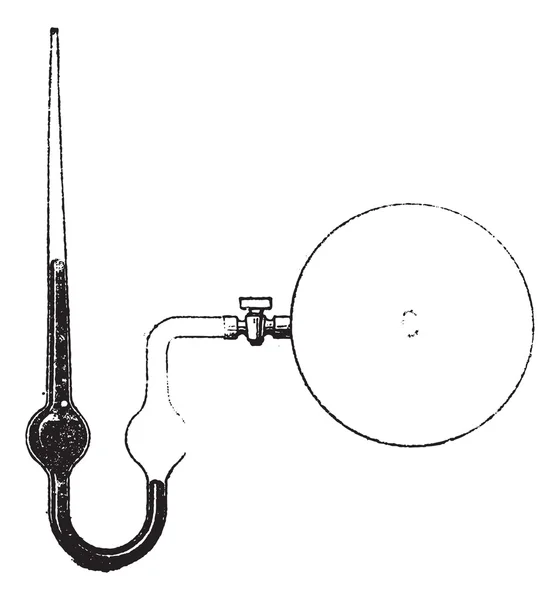 Close-End Liquid Column Manometer, vintage engraving — Stock Vector