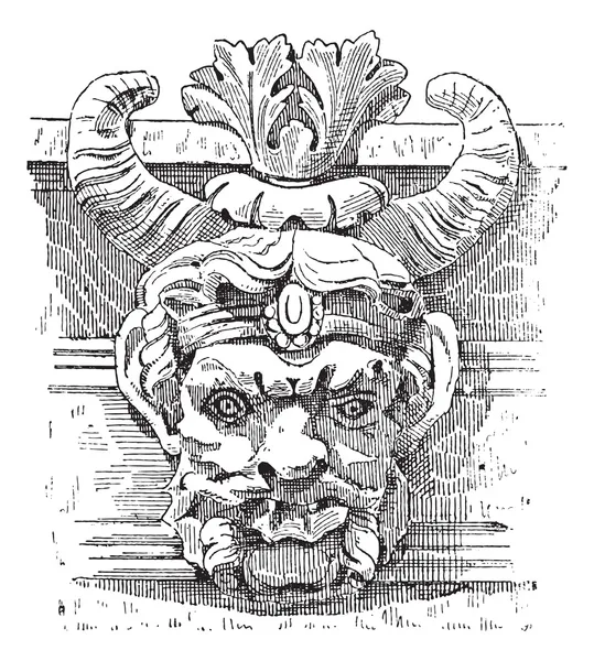 Máscara grotesca, grabado vintage — Archivo Imágenes Vectoriales
