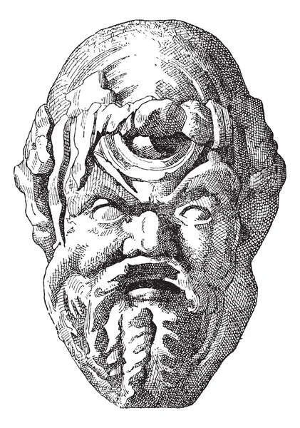 Древняя театральная маска, винтажная гравировка — стоковый вектор