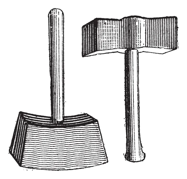 Lump & hammer, antika gravür — Stok Vektör
