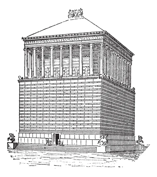 Tomba del Mausoleo o Mausoleo ad Alicarnasso, a Bodrum, Turco — Vettoriale Stock