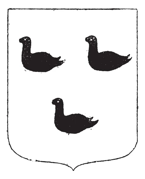 白鳥の紋章、ヴィンテージの彫刻 — ストックベクタ