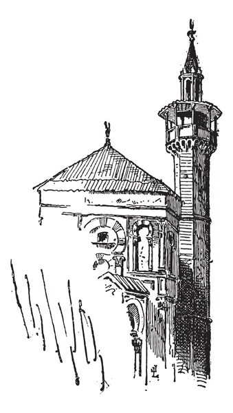 Minaret, vintage gravyr — Stock vektor