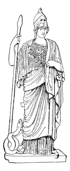 Minerva, винтажная гравировка — стоковый вектор