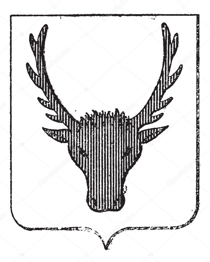 Moose Coat of Arms, vintage engraving