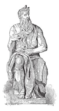 Statue of Moses, vintage engraving clipart