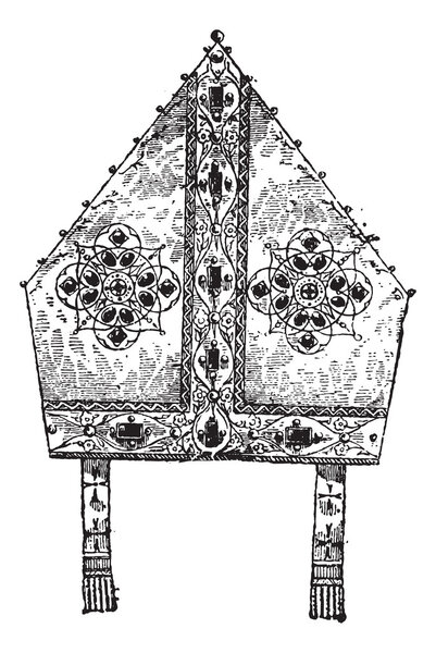 Bishop's Miter, vintage engraving