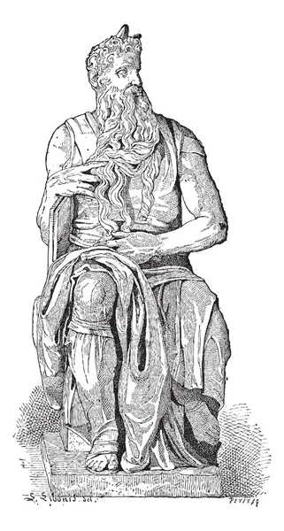 摩西雕像复古雕刻 — 图库矢量图片