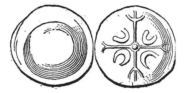 古代日耳曼 volk 硬币，复古雕刻 — 图库矢量图片