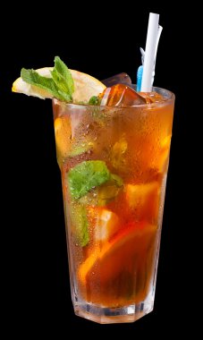 Ice tea with citrus and mint clipart
