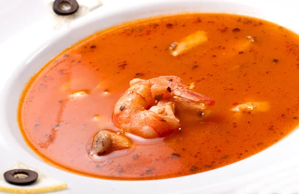 Warm en zure soep en garnalen in gecondenseerde water — Stockfoto