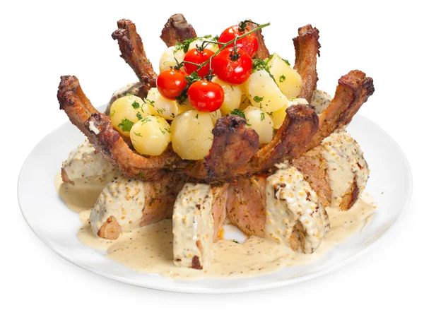 Delicious roasted pork with potatoes — Stock Photo, Image